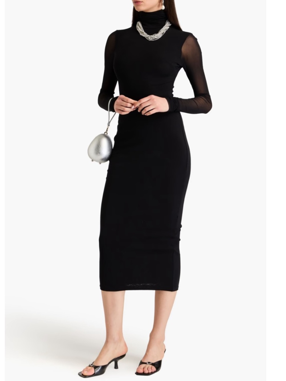 Philosophy di Lorenzo Serafini Black Turtleneck Mesh Midi Dress IT 38 NEW $665